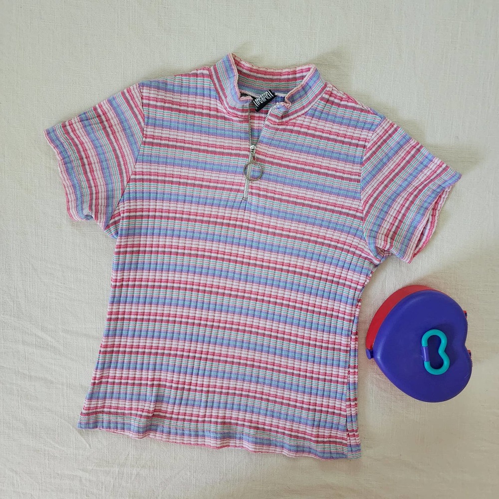 Vintage Striped Hoop Halfzip Shirt kids 12/14